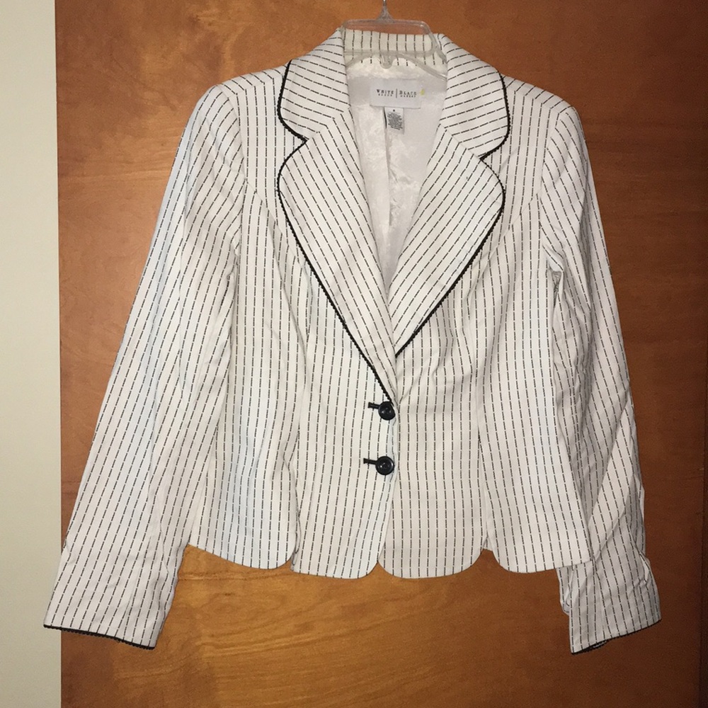 Cream and black pinstripe blazer